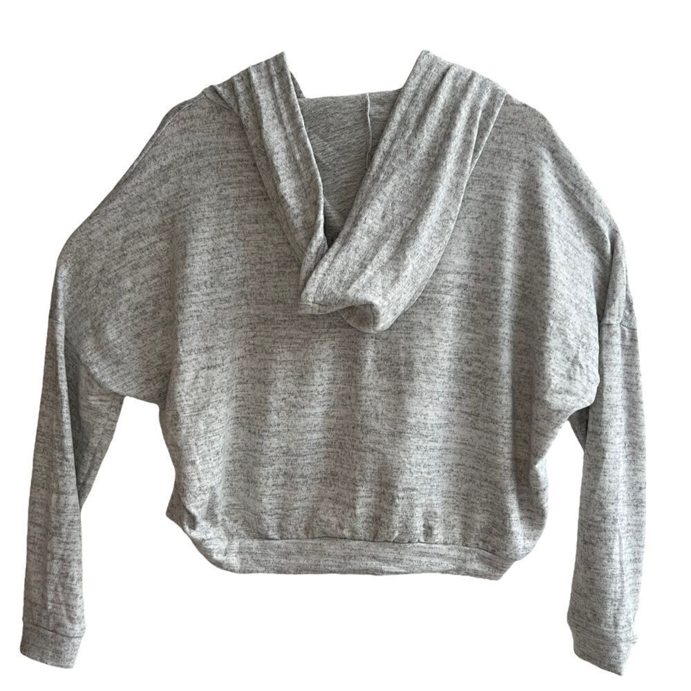 New Over The Limit Apparel Heather Gray Cropped Hooded Lightweight Sweatshirt - Picture 6 of 10